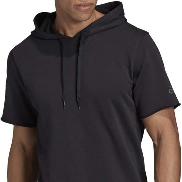 NWT ADIDAS MEN'S USA VOLLEYBALL SHORT RAW HEM SLEEVE BLACK HOODIE XS - Picture 4 of 11